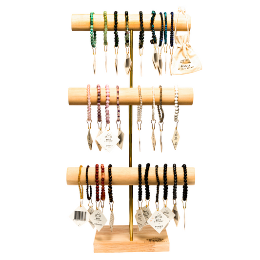 Jolis Baumes -- Kit d'implantation présentoir et 36 bracelets en pierre naturelle