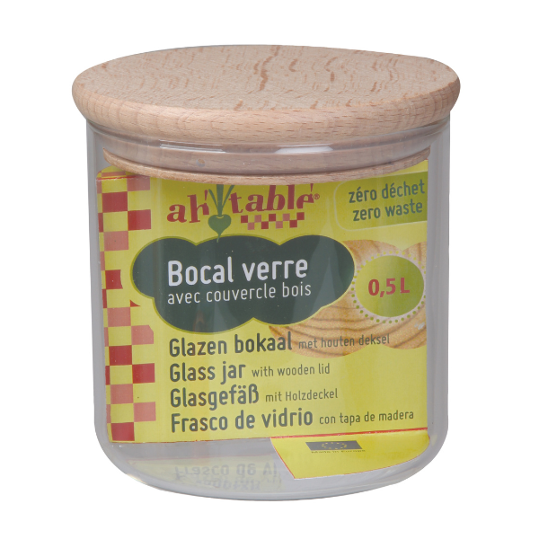 Ah Table! -- Bocal verre couvercle bois - 50 cl