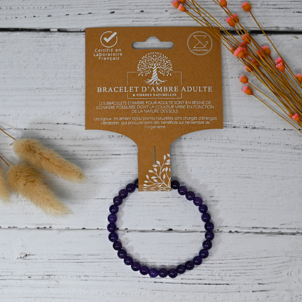 Irréversible -- Bracelet adulte pierre naturelle - améthyste