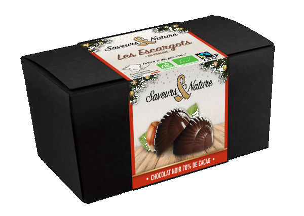 Ballotin de 12 escargots praliné enrobés de chocolat noir - 1