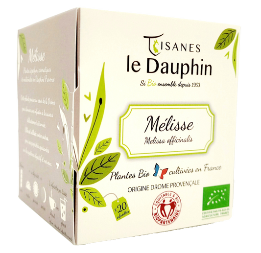 Tisanes Le Dauphin -- Infusion bio mélisse origine drôme (origine France) - 20 infusettes