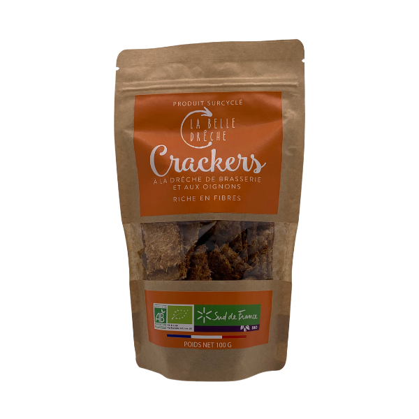 La Belle Drêche -- Crackers à la drêche de brasserie et aux oignons bio - 100 g