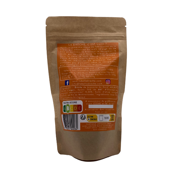 La Belle Drêche -- Crackers à la drêche de brasserie et aux oignons bio - 100 g