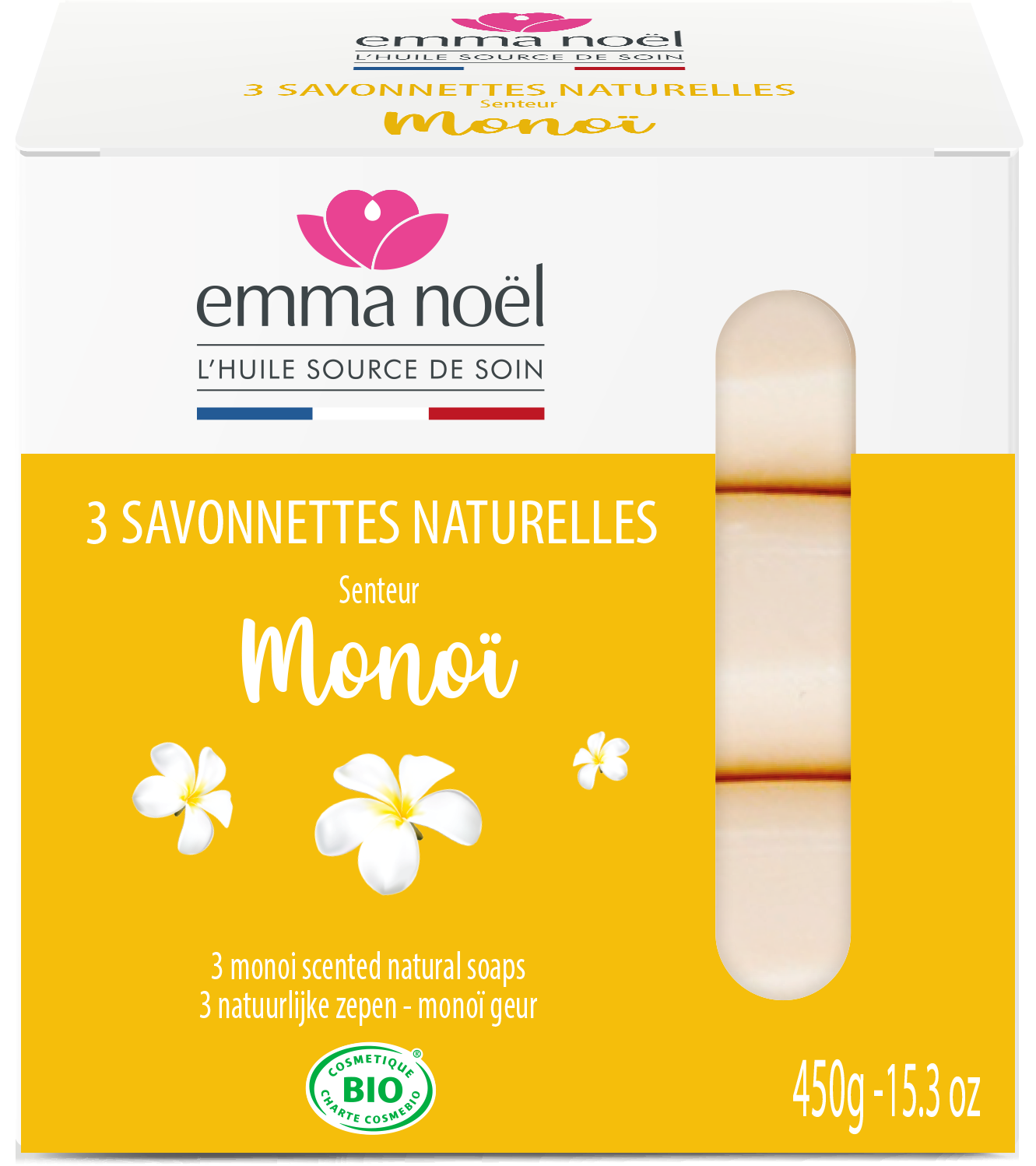 Emma Noël -- Savonnettes monoï bio - 3 x 150 g
