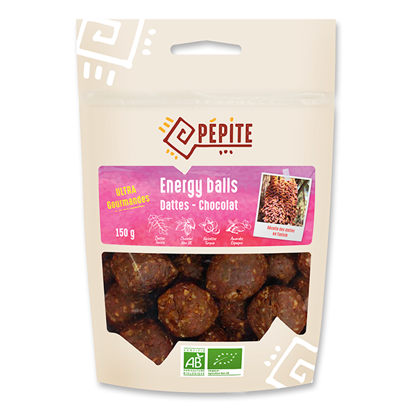 Agrosourcing -- Energy balls - dattes, pépites de chocolat bio - 150 g