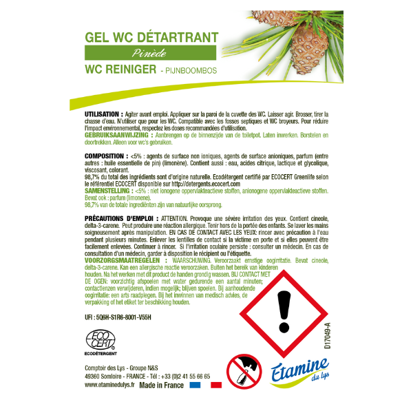 Etamine Du Lys -- Etiquettes pour le gel wc pinède (rouleau) - x 50