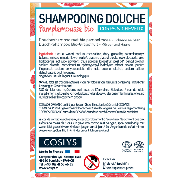 Coslys -- Etiquettes pour le shampoing douche pamplemousse (rouleau) - x 50