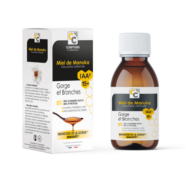 Comptoirs & Compagnies -- Solution buvable gorge et bronches au miel de manuka iaa15+ - 100 ml