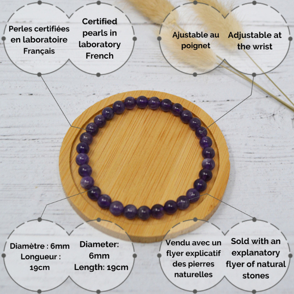 Irréversible -- Bracelet adulte pierre naturelle - améthyste