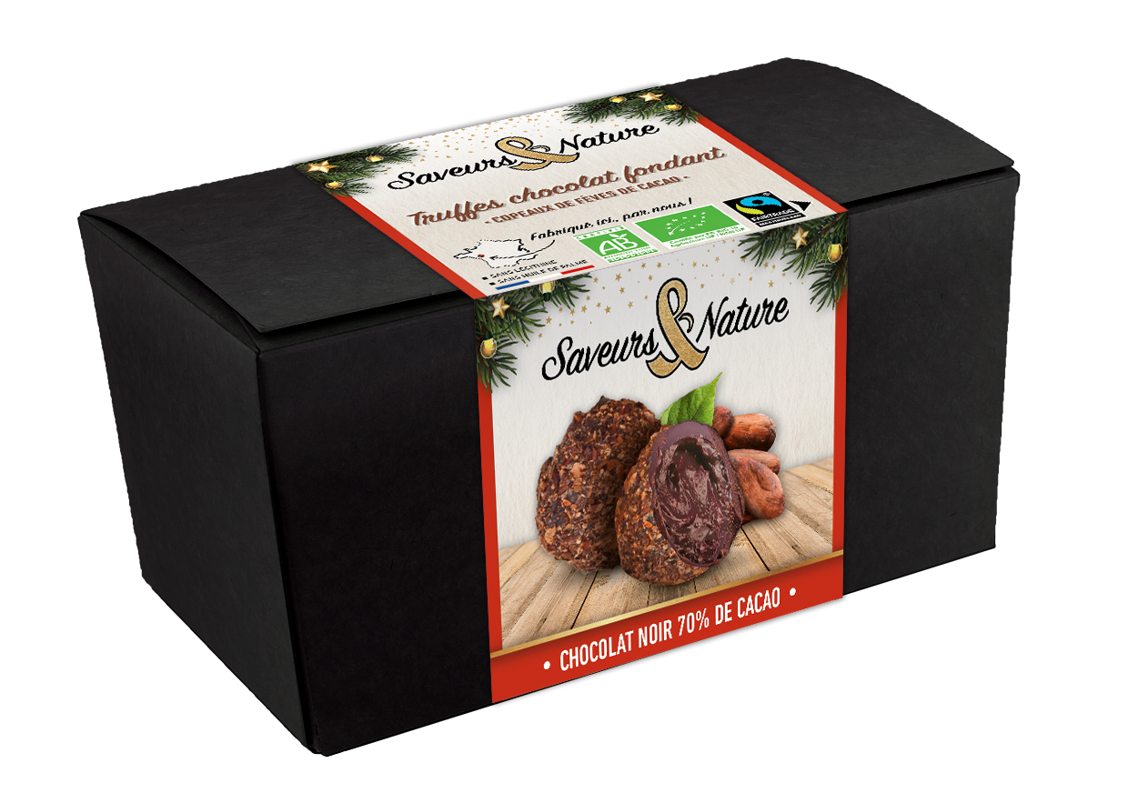 Saveurs & Nature -- Truffes chocolat fondant et copeaux de fèves de cacao bio - 140 g