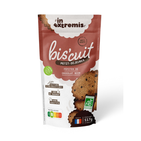 In Extremis -- Biscuits petit-déjeuner bio - pépites de chocolat noir (origine France) - 117 g