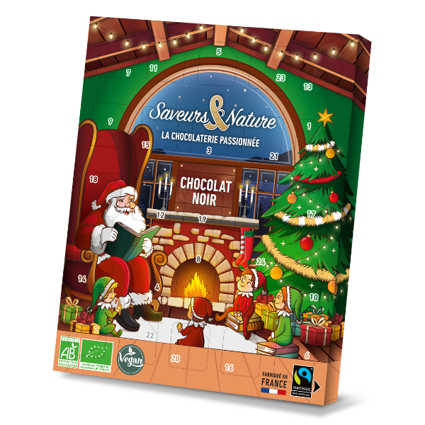 Pré-commandes noël Calendrier de l'avent vegan au chocolat noir bio - 1