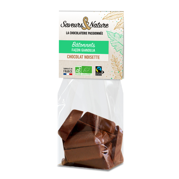 Pré-commandes noël Sachet de bâtonnets chocolat noisette façon gianduja bio - 1