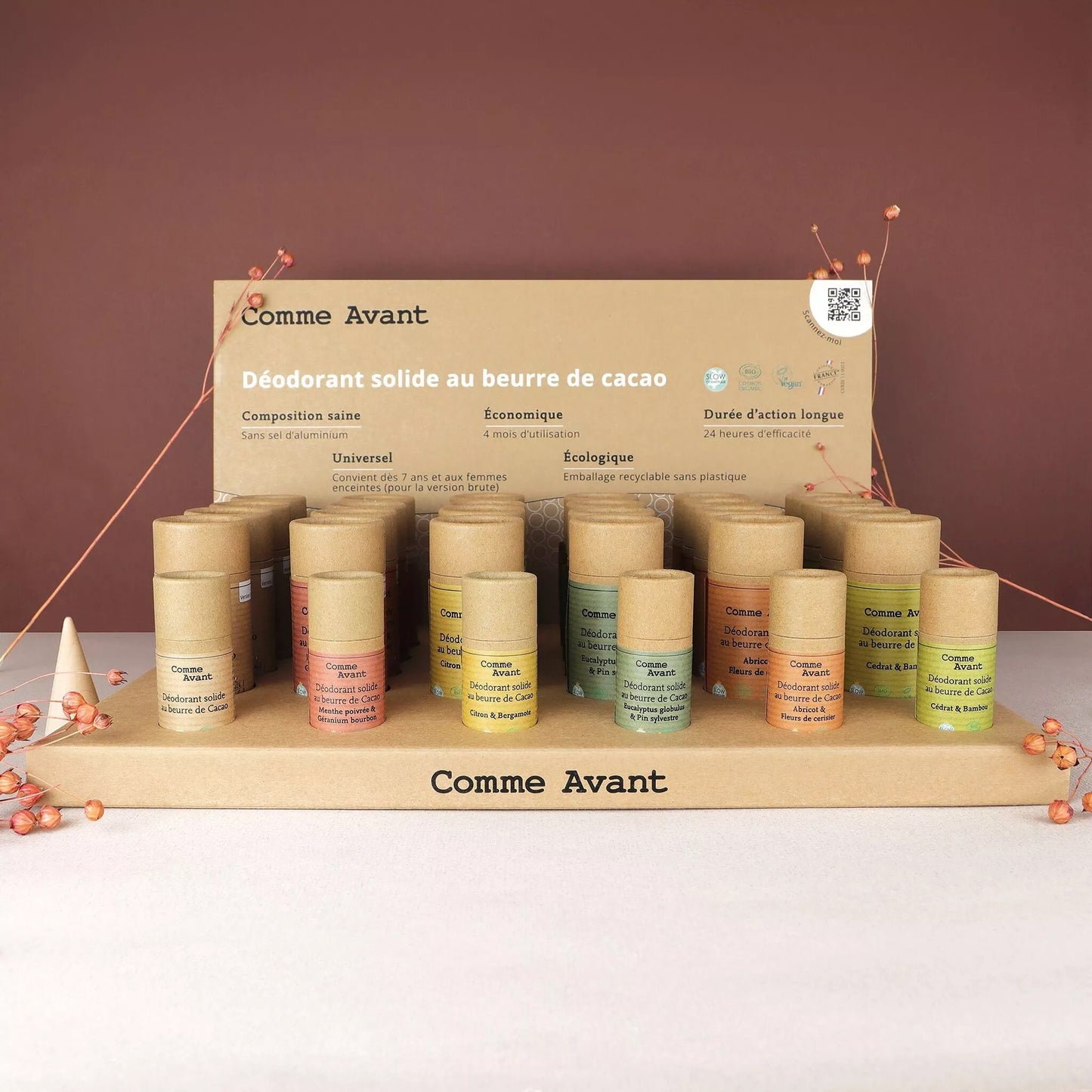 Présentoir de 24 déodorants parfumés + 6 produits de présentation offerts - 1