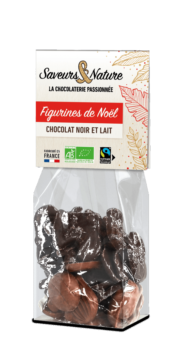 Sachet de figurines de noël de chocolat noir et lait - 1