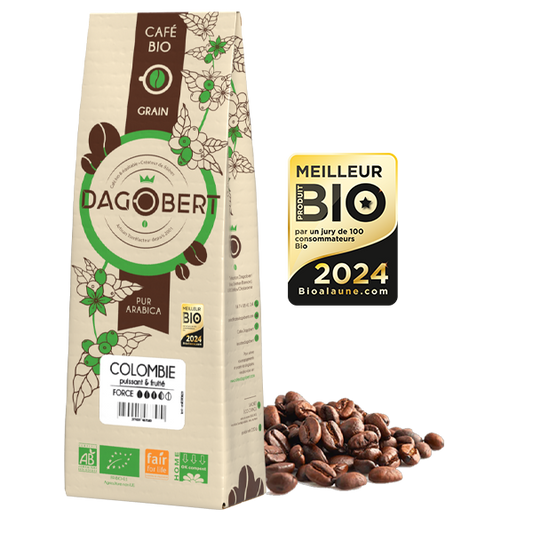 Les Cafés Dagobert -- Colombie 100% arabica, bio et équitable - grains - 1 kg
