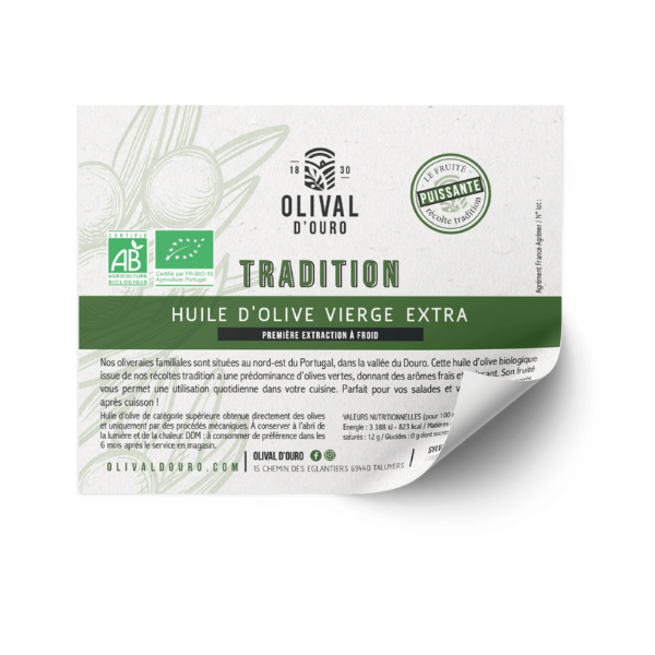 Olival D'ouro -- Contre-étiquette de l'huile d'olive vierge extra portugal puissante bio - Lot de 50