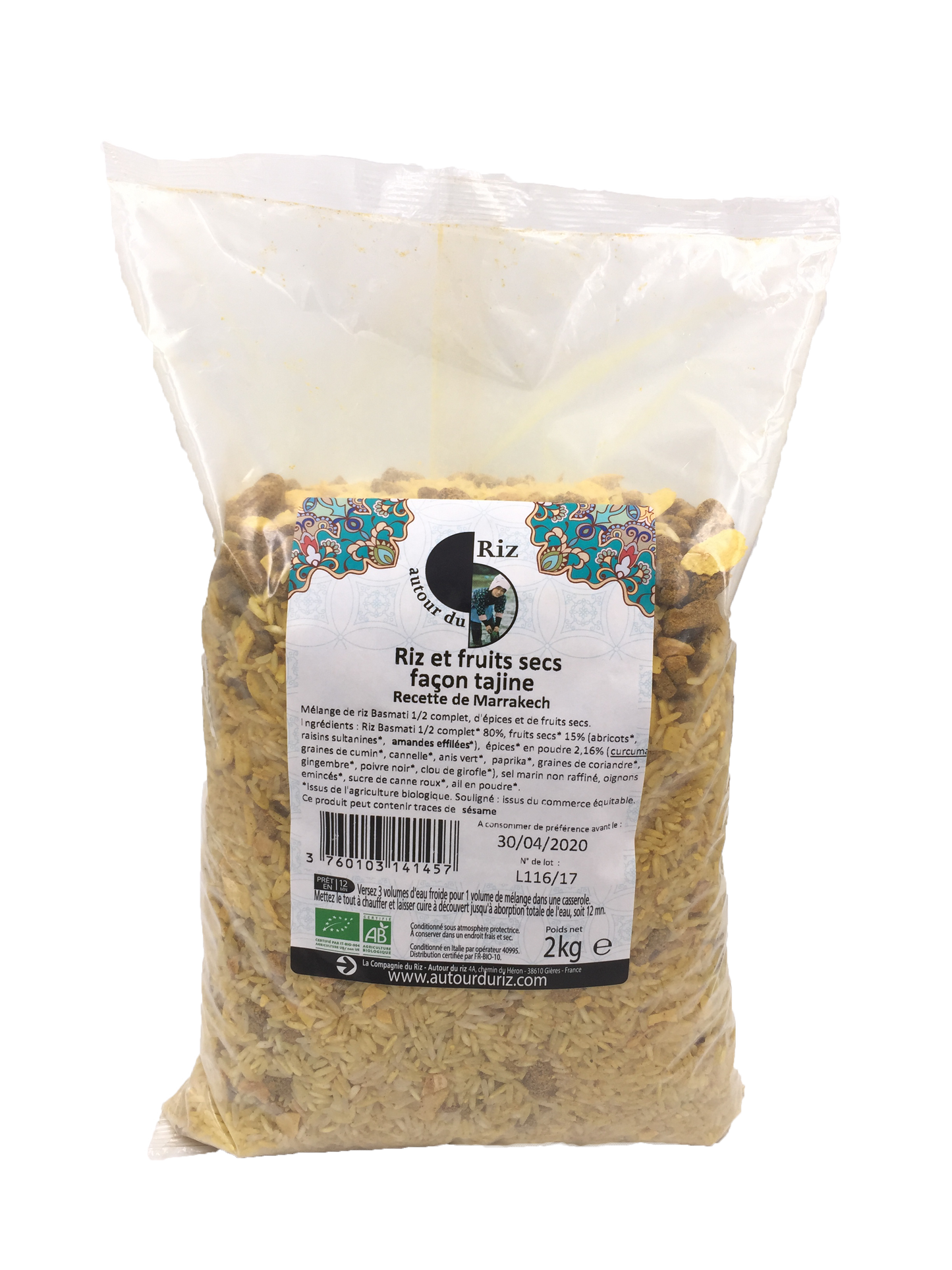 Autour Du Riz -- Riz et fruits secs façon tajine bio (recette de marrakech) Vrac - 2 kg