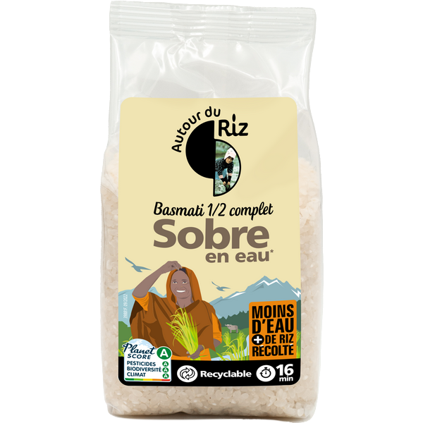 Autour Du Riz -- Riz basmati bio 1/2 complet sobre en eau (origine Pakistan) - 400 g