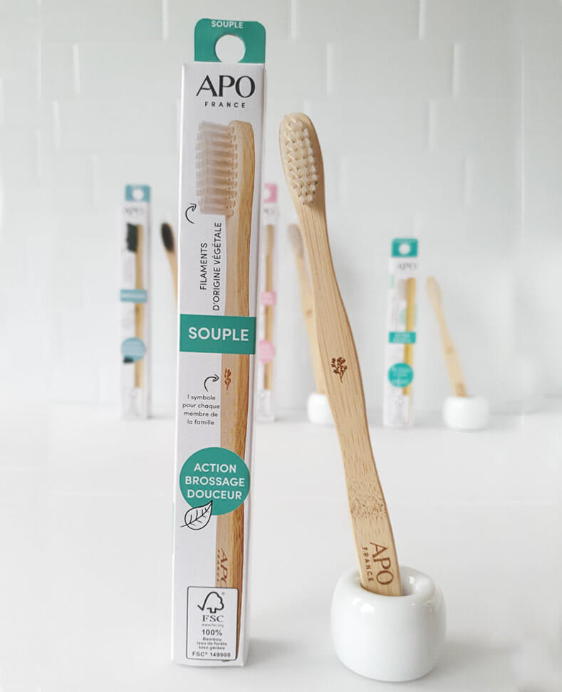 Apo -- Brosse à dents bambou souple adulte