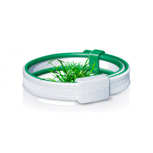 Mousticare -- Bracelet anti-moustique ajustable blanc - vert