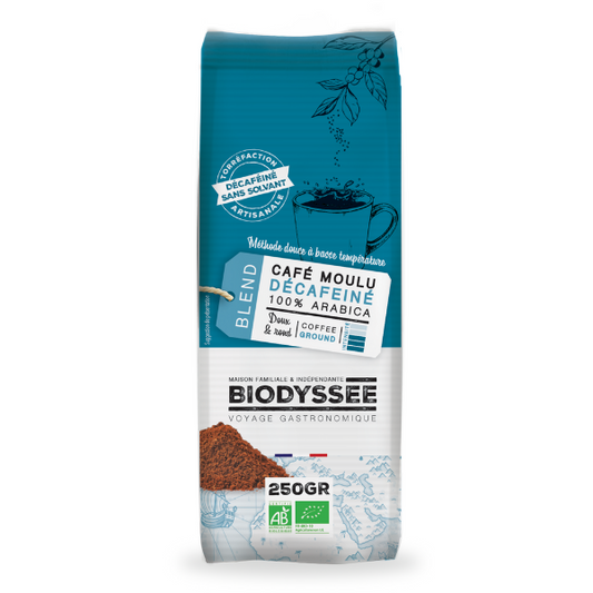 Biodyssée -- Café moulu décaféiné 100% arabica bio (origine Mexique) - 250 g