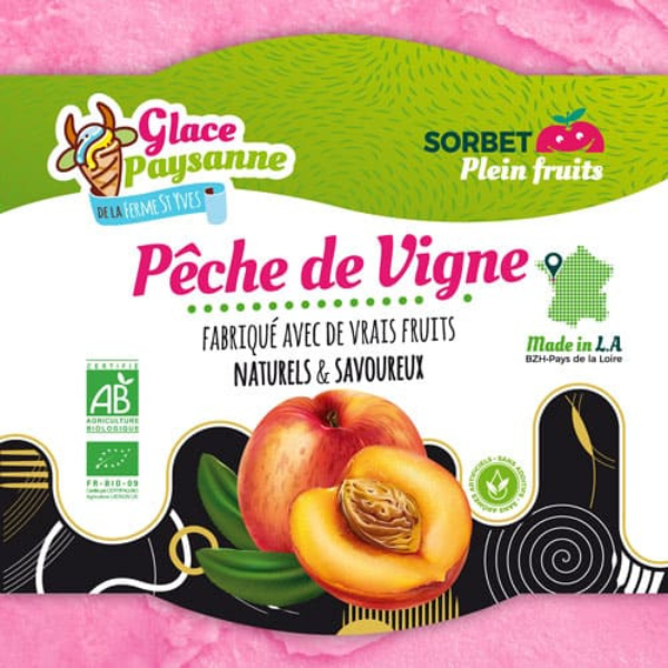 La Ferme Saint Yves -- Sorbet pêche de vigne bio - 500 ml