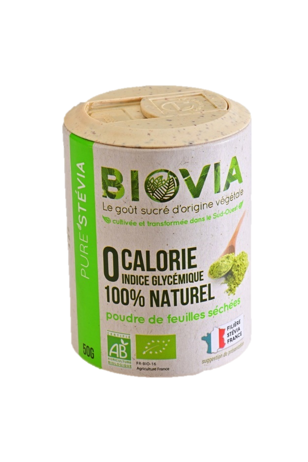Biovia -- Poudre sucrante sans calorie (100% stévia française)