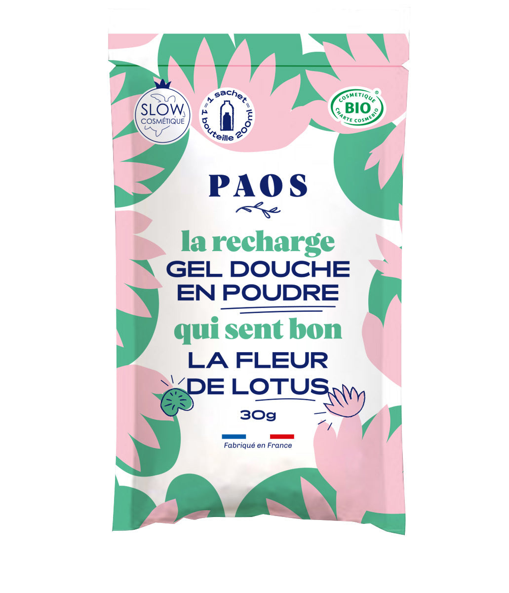 Paos -- Recharge de gel douche poudre bio fleur de lotus - 30g – Aventure  bio