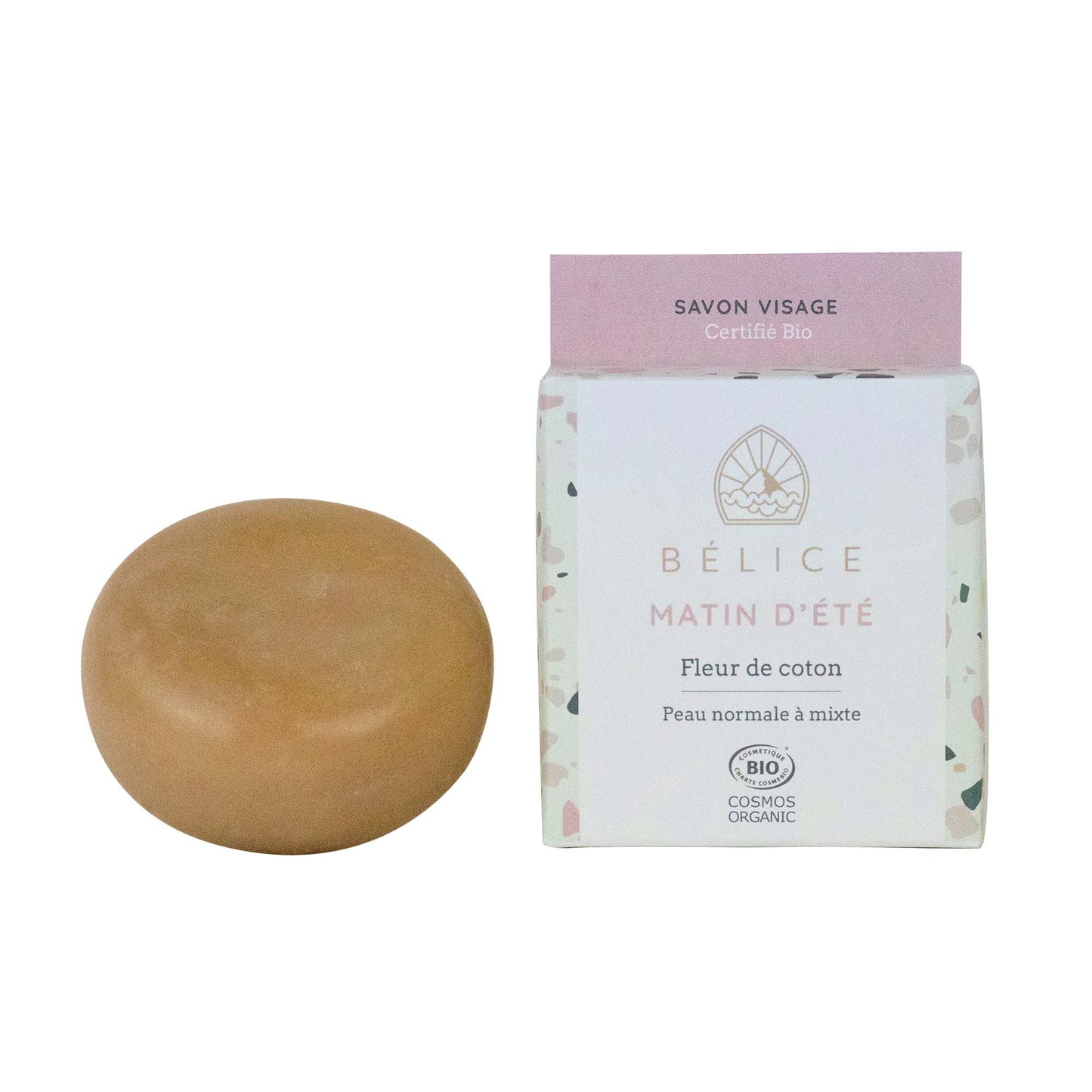 Bélice -- Savon solide visage saf bio - peaux normales à mixtes - matin d'été (boîte carton) - 80 g