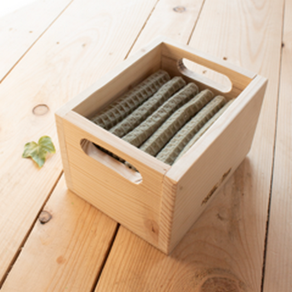 Angie Be Green -- KIT essuie tout lavables : 6 essuie-tout + boite en bois recyclé