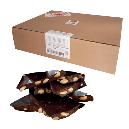 Belledonne -- Plaque à casser chocolat noir 74% amandes bio - vrac 1,5 kg