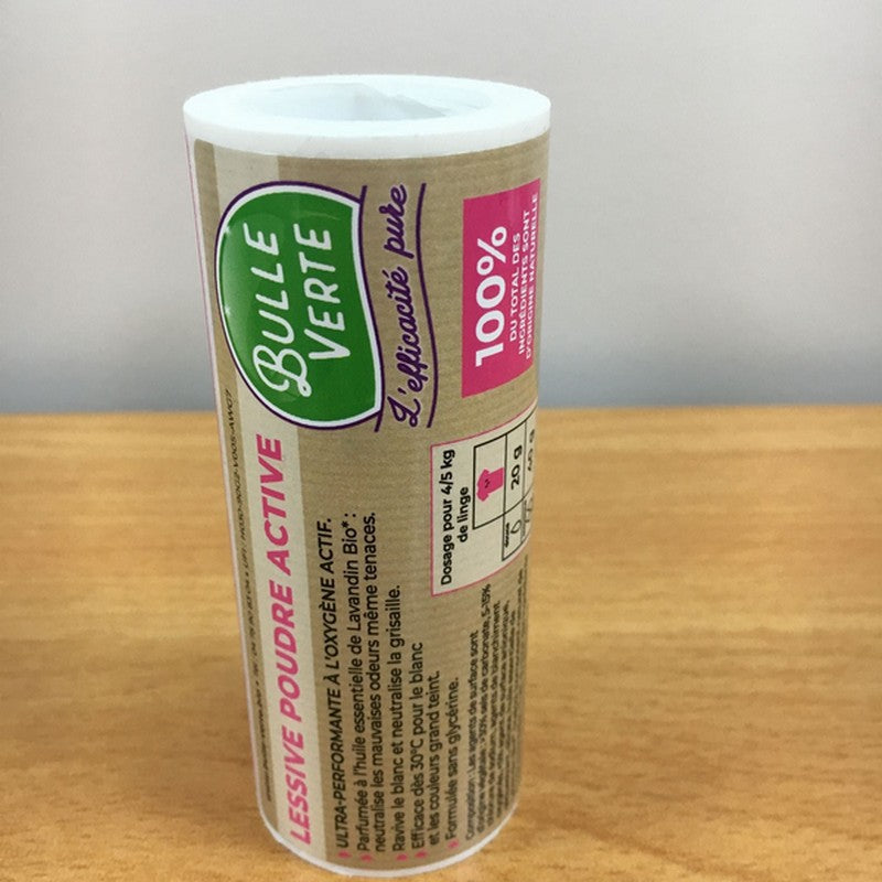 Bulle verte -- Contre étiquette Lessive Poudre Active x50