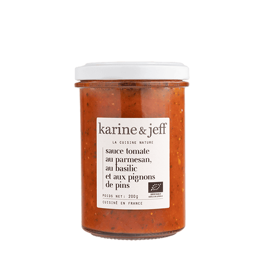 Karine & Jeff -- Sauce tomate au parmesan, au basilic et aux pignons de pin 200g