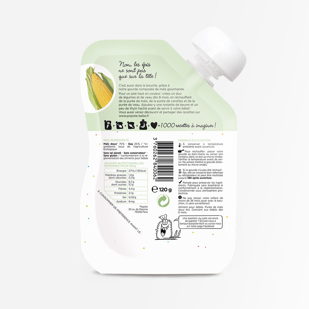 Popote -- Gourde purée maïs bio - 120 g