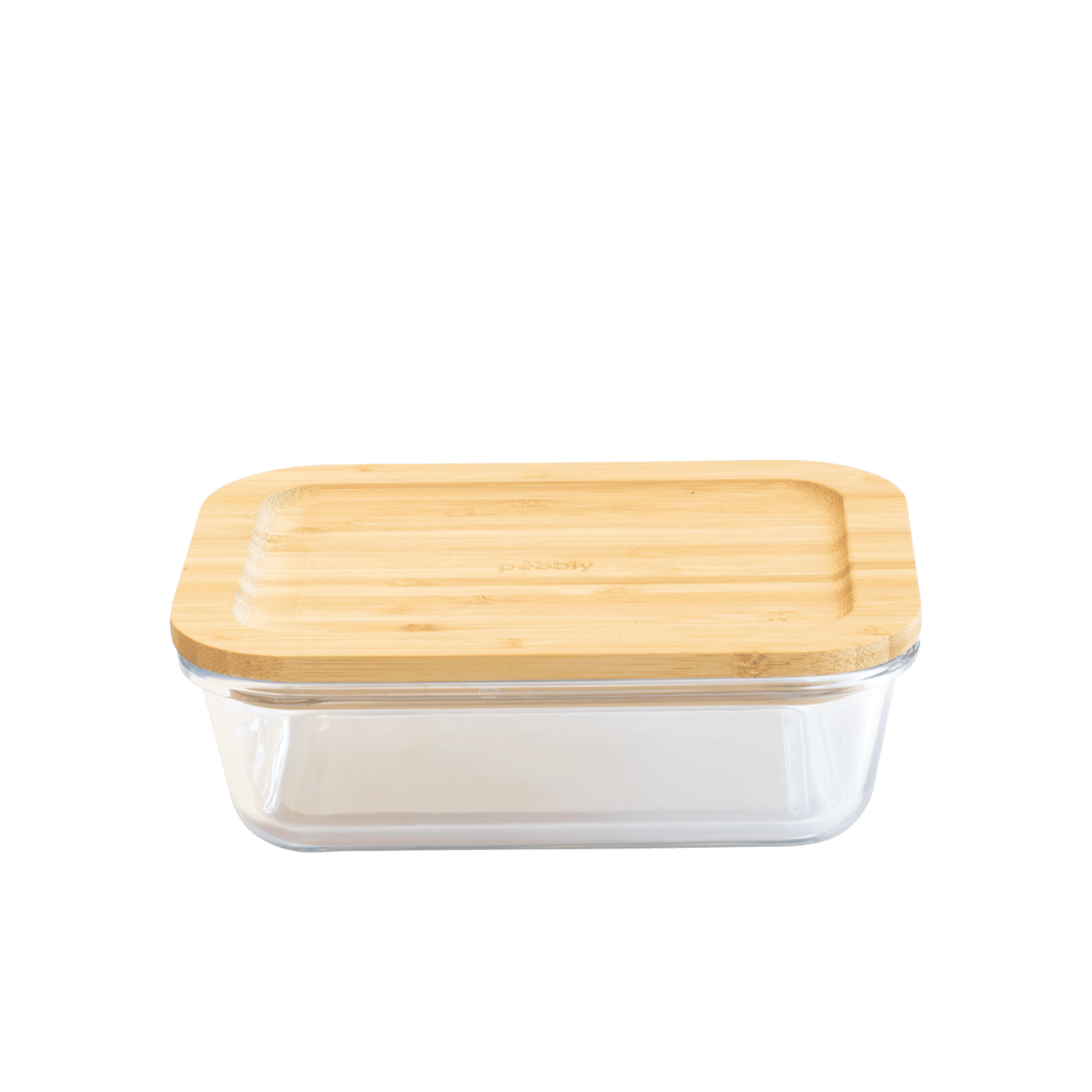 Pebbly -- Plat / boîte rectangulaire en verre avec couvercle en bambou 1,04 L