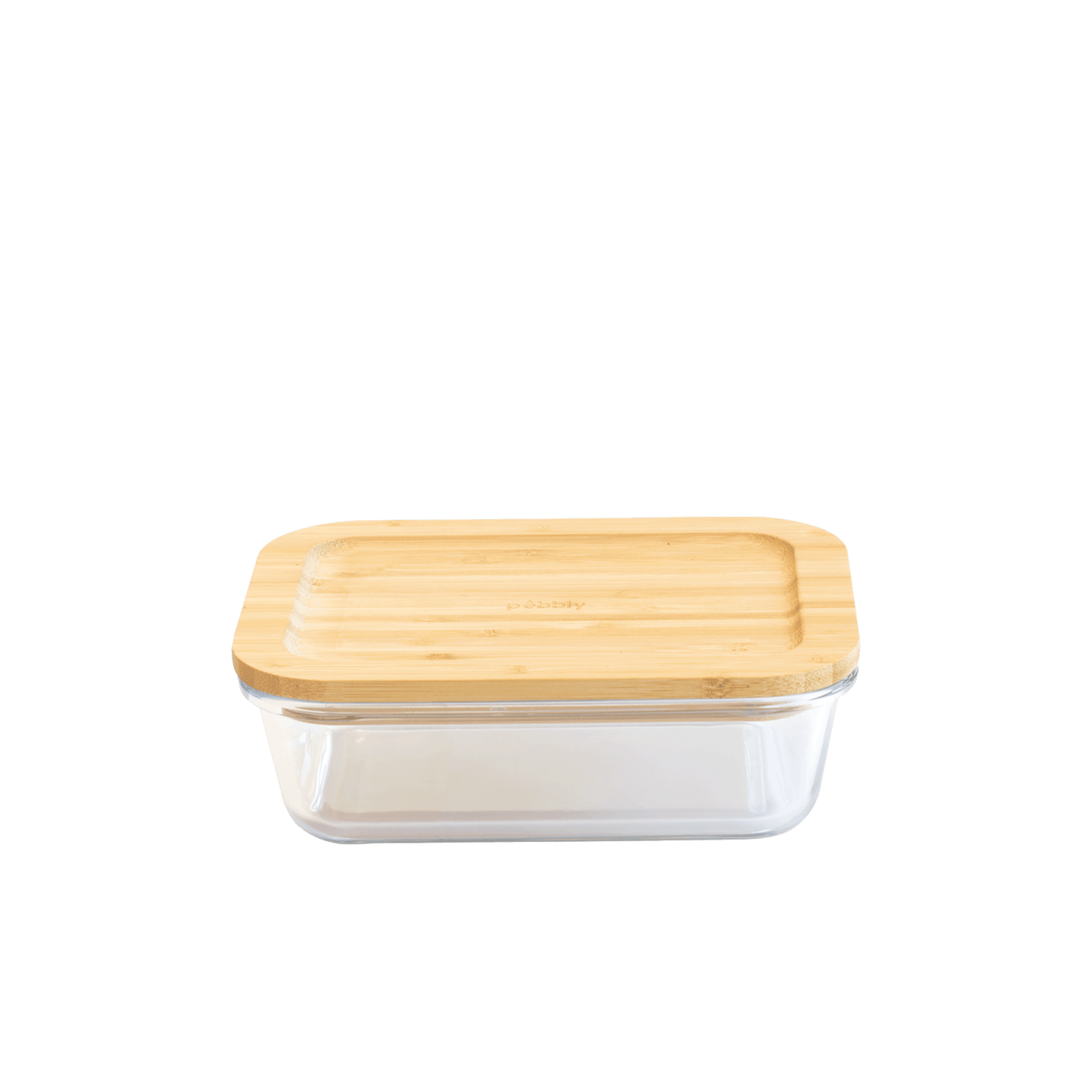 Pebbly -- Plat / boîte rectangulaire en verre avec couvercle en bambou 640 mL