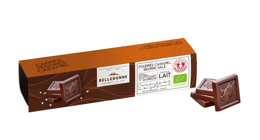 Belledonne -- Carrés tendre caramel - chocolat au lait bio - 150 g