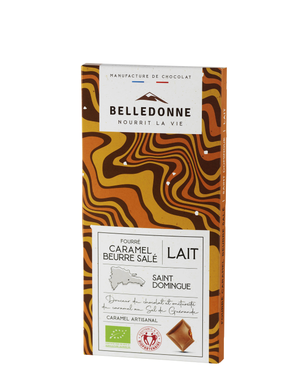 Belledonne -- Tablette fourrée - chocolat au lait caramel beurre salé - 80 g