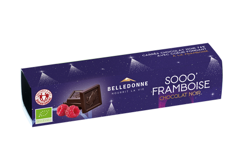 Belledonne -- Carrés Sooo Framboise chocolat noir 74% bio - 150 g