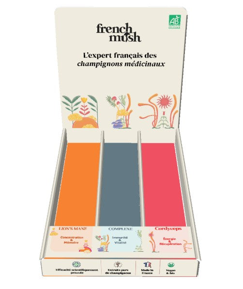 French Mush -- Display vide top ventes gélules (pour 3 réfs x 4 unités)
