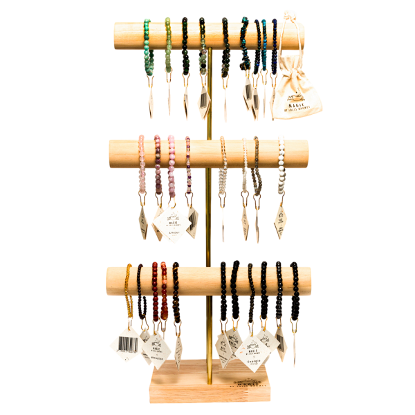 Jolis Baumes -- Kit d'implantation présentoir et 35 bracelets en pierre naturelle