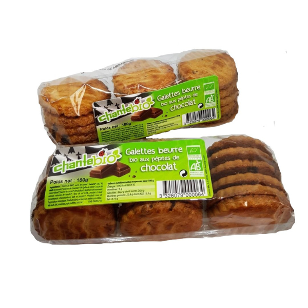 Chante Bio -- Galettes pur beurre bio aux pépites de chocolat - 180 g x 10