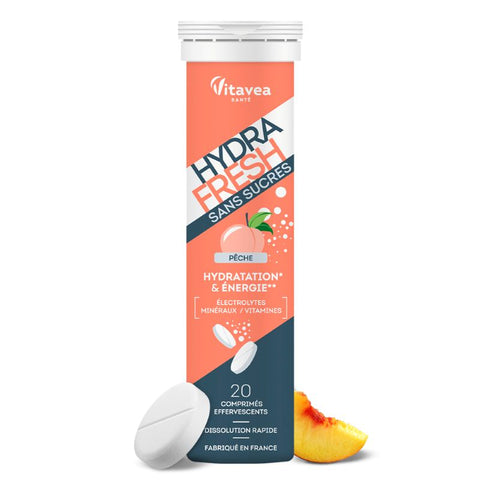 Hydrafresh -- HydraFresh Pêche Non certifiable (20 comprimés effervescents) - 58 g