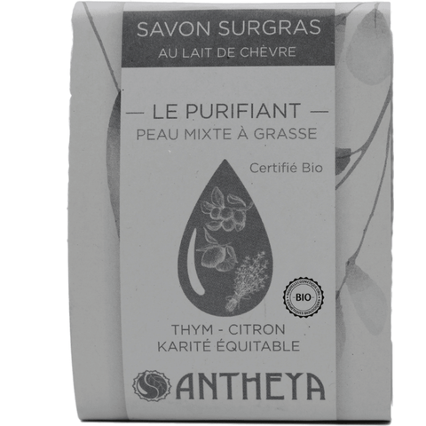 Antheya -- Savon à froid au lait de chèvre - le purifiant (bande papier) - 100 g