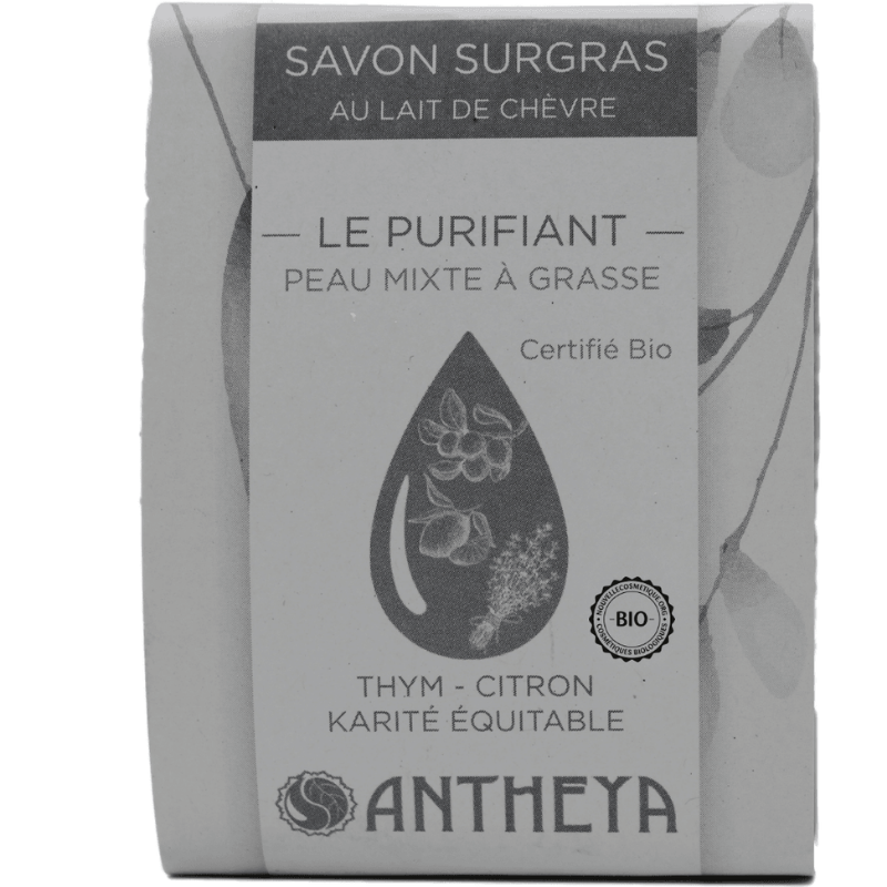 Antheya -- Savon à froid au lait de chèvre - le purifiant (bande papier) - 100 g