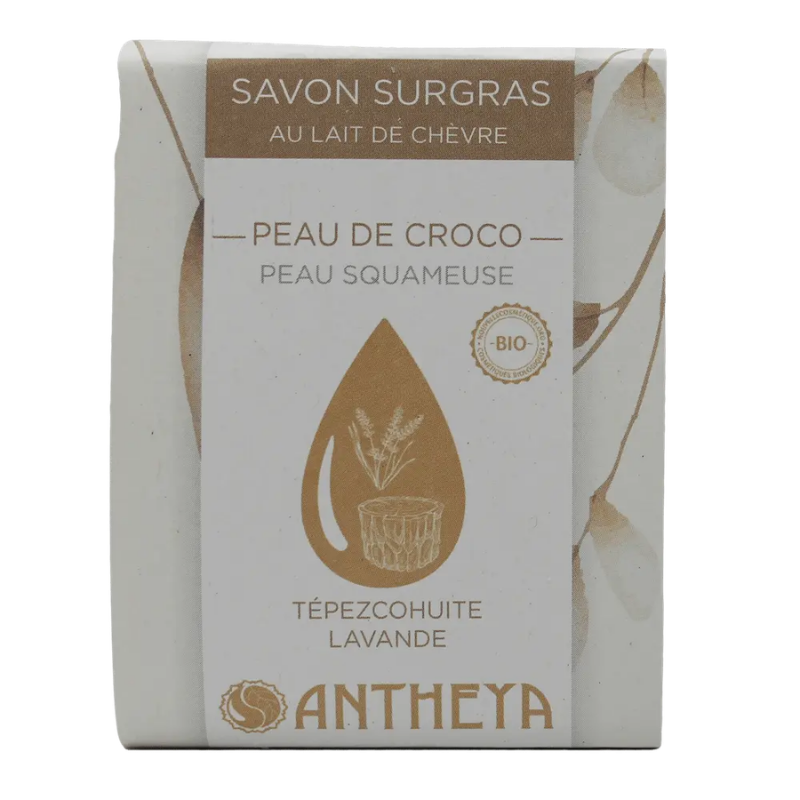 Antheya -- Savon à froid surgras au lait de chèvre - Peau de Croco (bande papier) - 100 g