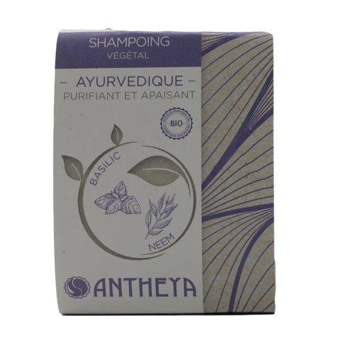 Antheya -- Shampoing solide basilic sacré/neem - anti-pellicules et démangeaisons (bande papier) - 100 g