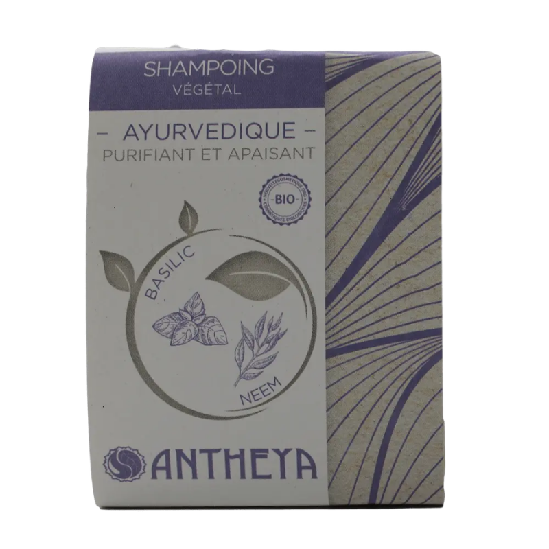 Antheya -- Shampoing solide basilic sacré/neem - anti-pellicules et démangeaisons (bande papier) - 100 g