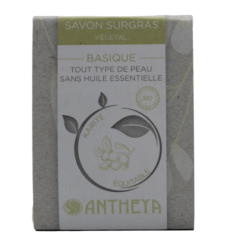 Antheya -- Savon à froid surgras au karité - neutre (bande papier) - 100 g
